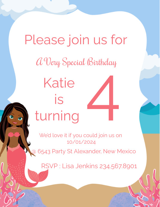 Black Mermaid | Birthday Invitation Template | PosterMyWall