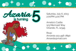 Black Mermaid Birthday Invitation Etiket template