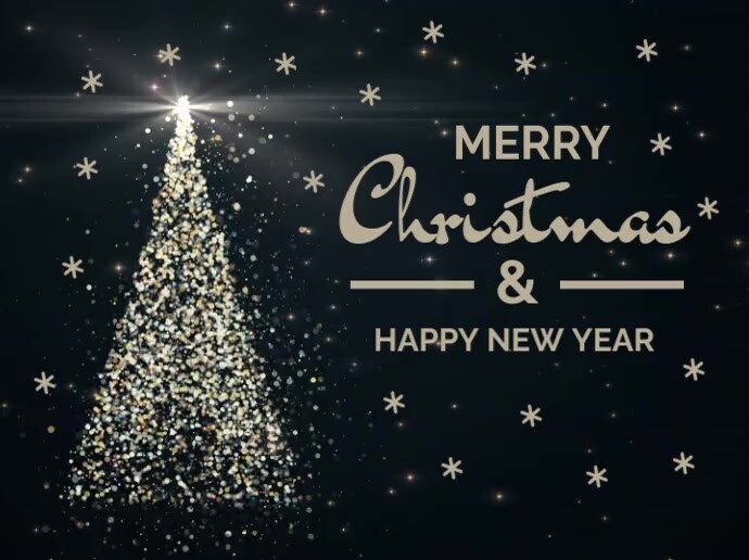 Black Merry Christmas ,happy New Year Video Yard Sign template
