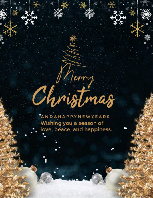 Plantilla de Black Merry Christmas And Happy New Year Online Greeting ...