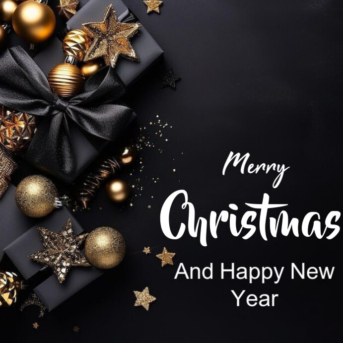 Copy of Black Merry Christmas Happy New Year Instagram Post | PosterMyWall