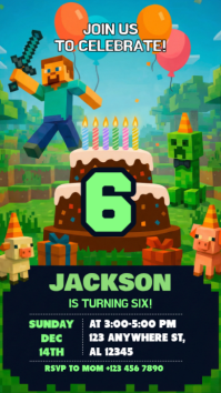 Black Minecraft Birthday Party Instagram Story template