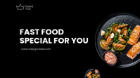 Black Minimalist Food Facebook Cover YouTube Thumbnail template