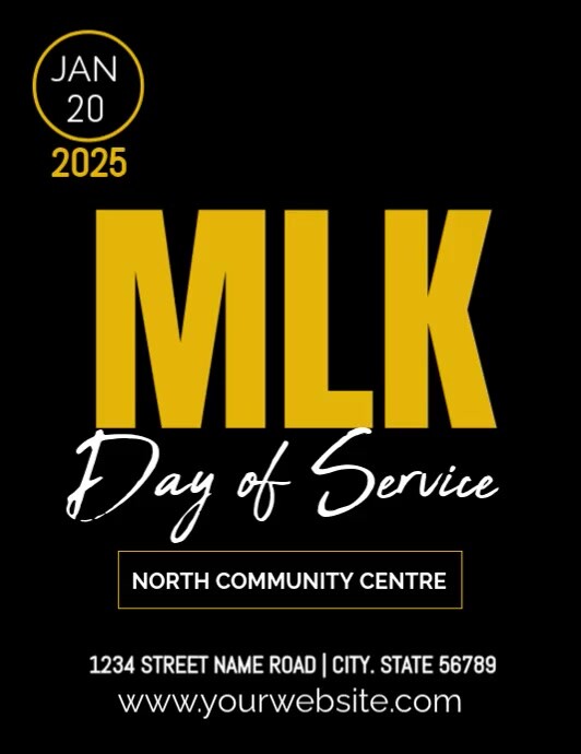 Black Mlk ,day Of Service Cellebration Video Flyer Template | PosterMyWall