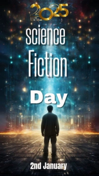 Black Modern & Minimal "celebrate Imagination: Science Fiction Day Template Instagram Story