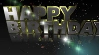 Black Modern & Minimal 3d Gold Happy Birthday Video Animated Birthday Greeting Digital Display (16:9 template