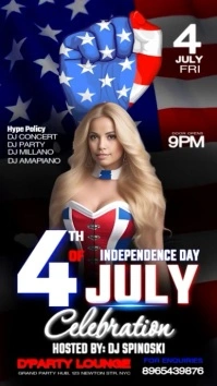 Black Modern & Minimal 4th Of July Independence Day Night Party  Digital Display (9:16) template