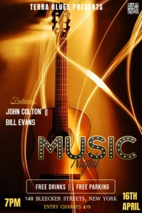 Black Modern & Minimal A Music Night Party Flyer  Pinterest Graphic template