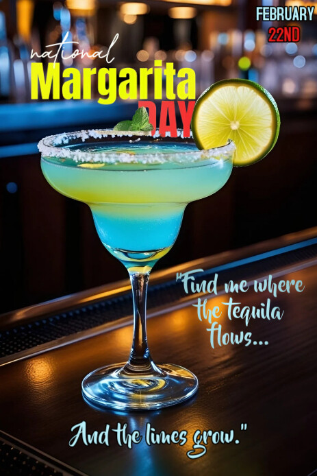 Black Modern & Minimal A Promotional Flyer For National Margarita Day  Pinterest Graphic template