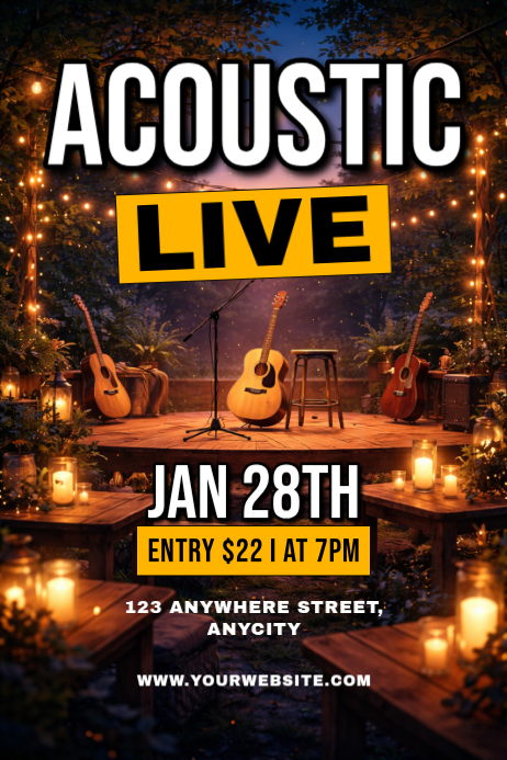 Copy of Black Modern & Minimal Acoustic Live Poster | PosterMyWall