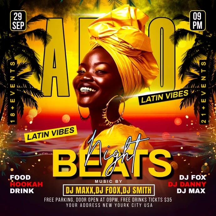Copy of Black Modern & Minimal Afro Beats Night Party | PosterMyWall