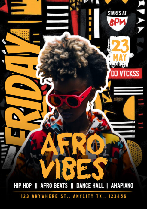 Copy of Black Modern & Minimal Afro Vibes Night Party A4 | PosterMyWall