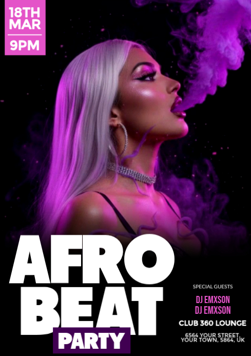 Black Modern & Minimal Afrobeat Party A4 Template | PosterMyWall