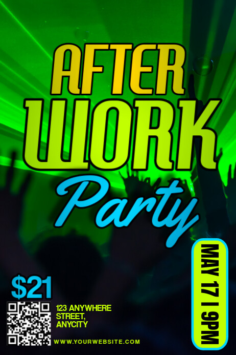 Black Modern & Minimal After Work Party Poster Template | PosterMyWall