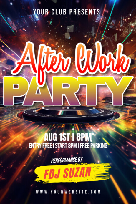 Black Modern & Minimal After Work Party Poster Cartaz template