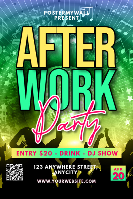 Black Modern & Minimal After Work Party Poster Template | PosterMyWall
