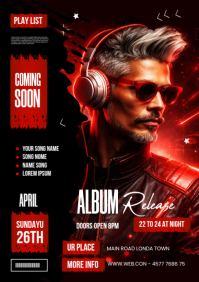 Black Modern & Minimal Album Release A4 template