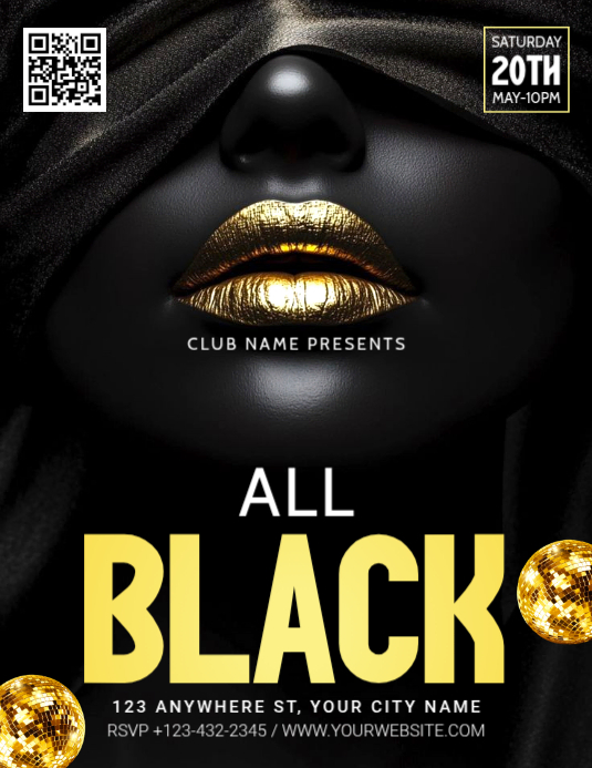 Black modern & minimal all black party flyer Template | PosterMyWall