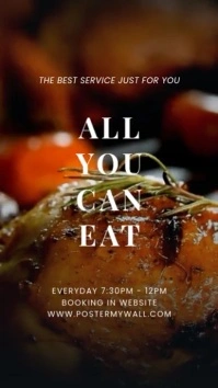 Black Modern & Minimal All You Cat Eat Promotion Reel Instagram template