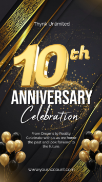 Black Modern & Minimal Anniversary Celebration Instagram Story template