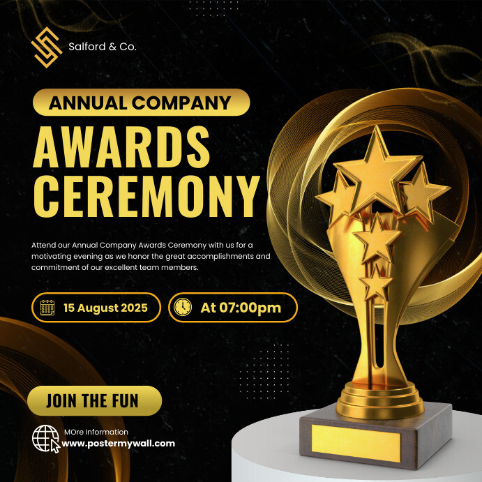 Copy of Black Modern & Minimal Annual Company Awards | PosterMyWall