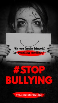 Black Modern & Minimal Anti Bullying Poster D Tampilan Digital (9:16) template