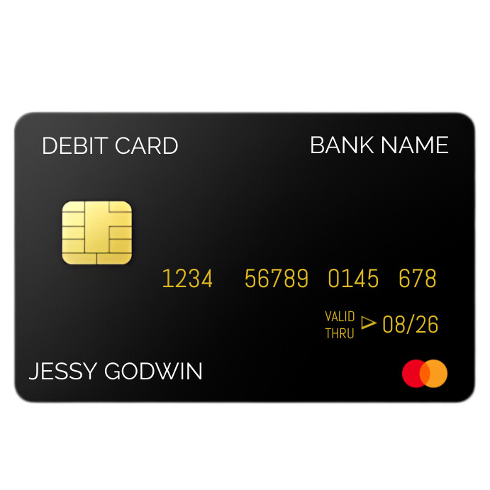 Black Modern & Minimal Atm Card  Square (1:1) template