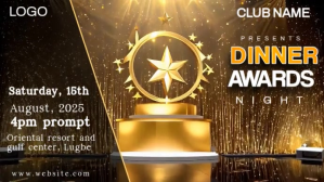 Black Modern & Minimal Awards Night Invite Video  Digital Display (16:9) template