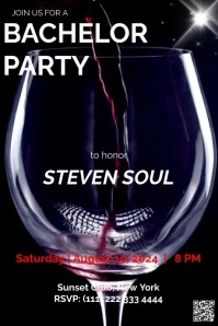 Black Modern & Minimal Bachelor Party Poster template