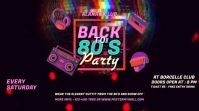 Black Modern & Minimal Back To 80's Party Pos Twitter-Beitrag template