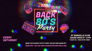 Black Modern & Minimal Back To 80's Party Pos Сообщение Twitter template