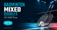 Black Badminton Mixed Doubles Facebook Shared Image Template