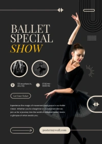 Black Modern & Minimal Ballet Special Show A4 template