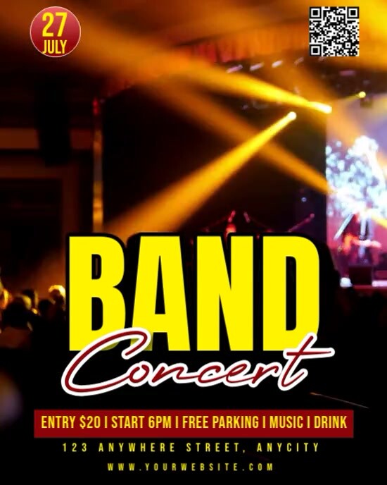 Black Modern & Minimal Band Concert Instagram Portrait template