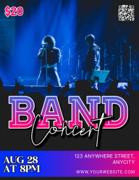 Black Modern & Minimal Band Concert Pamflet (letter As) Flyer (US Letter) template
