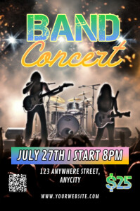 Black Modern & Minimal Band Concert Poster template