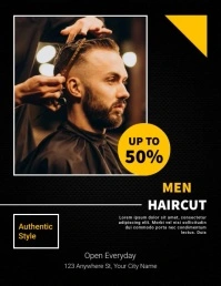 Black Modern & Minimal Barber Flyer (us Lette template