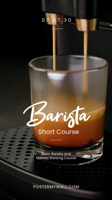 Black Modern & Minimal Barista Short Course Reel Instagram template
