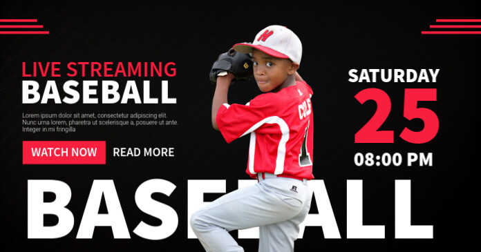 Black Modern & Minimal Baseball Facebook Shared Image template