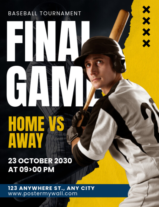 Black Modern & Minimal Baseball Tournament Flyer (us Letter) Template ...