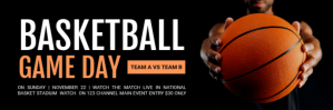 Black Modern & Minimal Basketball Game Day Header Email template