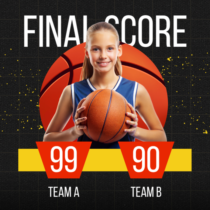 Black Modern & Minimal Basketball Game Score Instagram Post Template ...