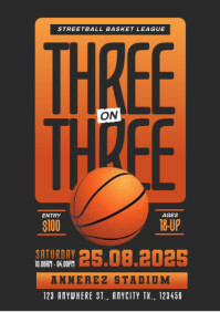 Black Modern & Minimal Basketball Match  A4 template