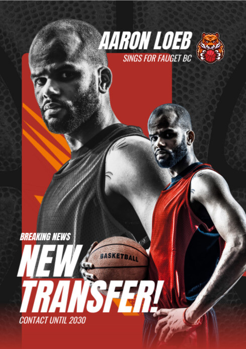 Black Modern & Minimal Basketball New Player A4 template