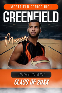 Black Modern & Minimal Basketball Player Promotion Poster Video Póster template