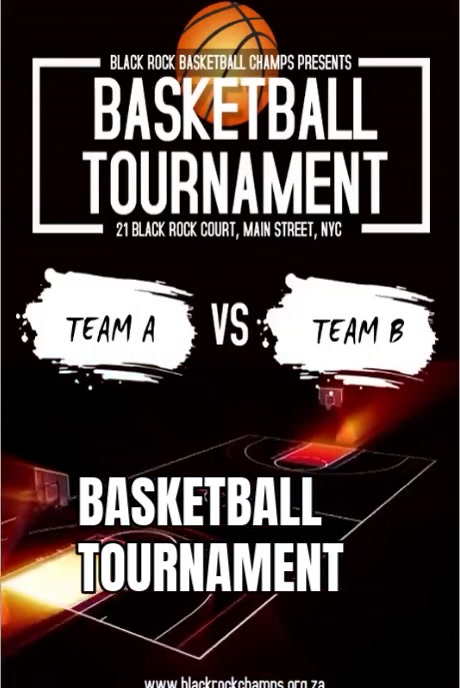 Black Modern & Minimal Basketball Tournament Design Template Pinterest Graphic