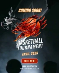 Black Modern & Minimal Basketball Tournament Instagram Portrait template