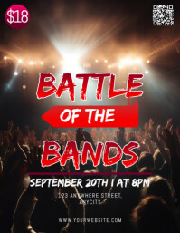 Black Modern & Minimal Battle Of The Bands Pamflet (letter As) Ulotka (US Letter) template
