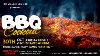Black Modern & Minimal Bbq Cookout Party  Digital Display (16:9) template