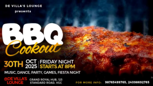 Black Modern & Minimal Bbq Cookout Party  Digital Display (16:9) template
